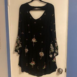Free People Black Embroidered Dress